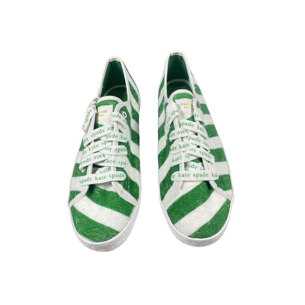 NEW Keds X Kate Spade W's 10 NY Kickstart Logo Foxing Terry Sneakers Green White - Picture 13 of 15